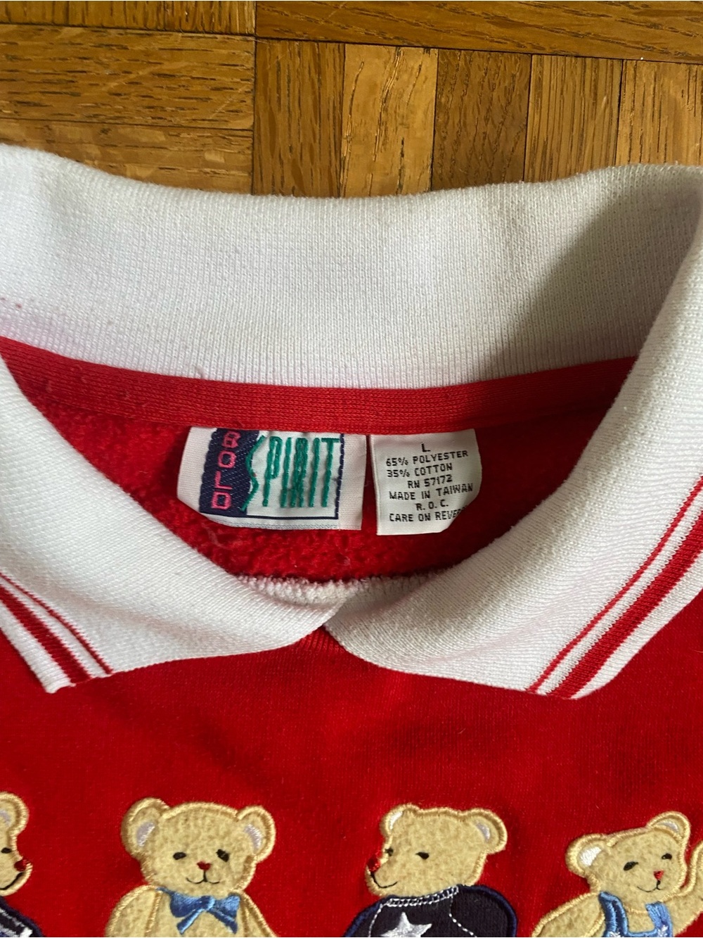 Vintage Americana Bears Collared Sweatshirt Preppy Womens Large - Picture 3 of 6